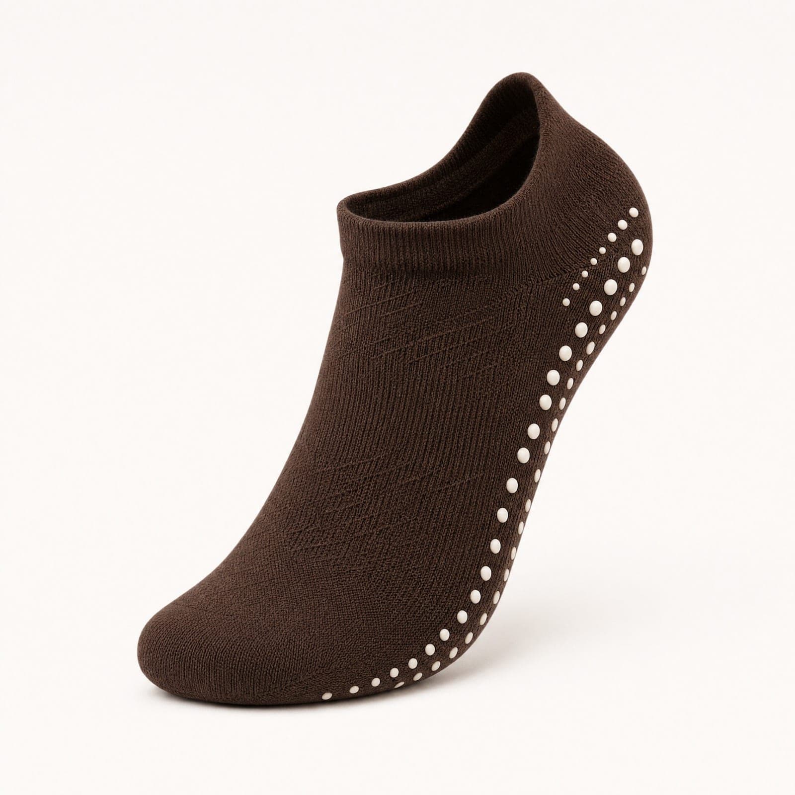PilatesGripSocks — Espresso Brown low-cut grip sock
